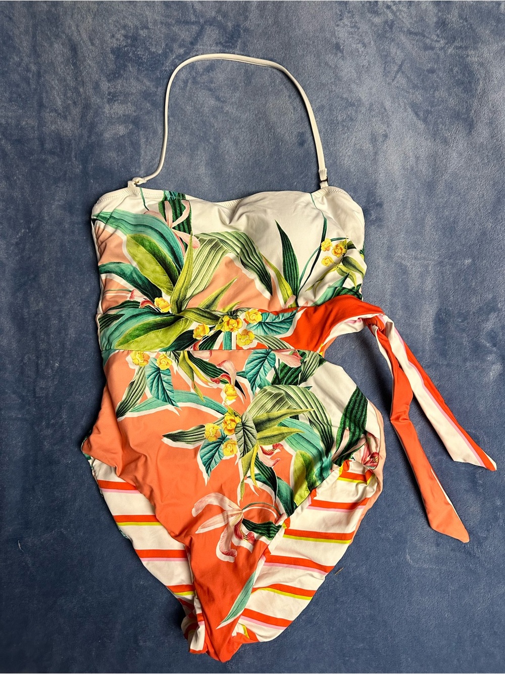 Trina Turk Reversible Women’s Size 8 Floral Tropical & Stripe One-Piece Swimsuit
